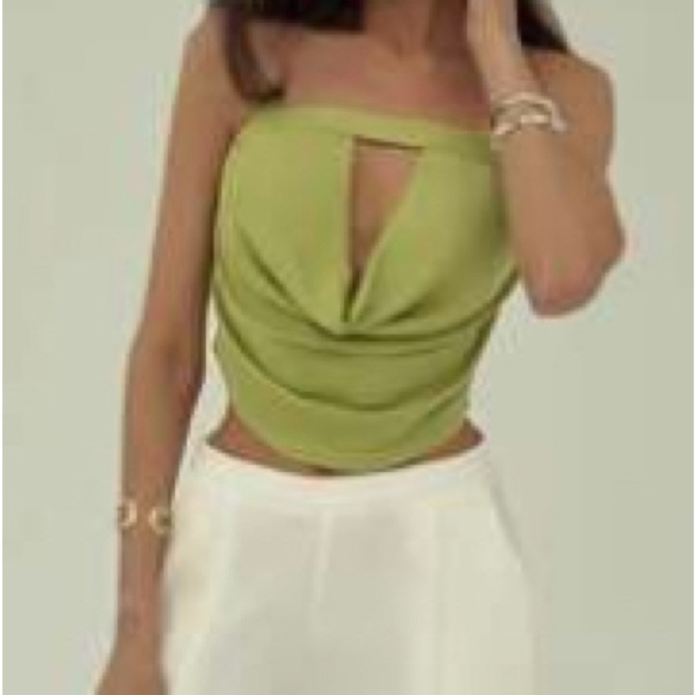 SHEIN Lime Green Twist Front Crop Top | Size S